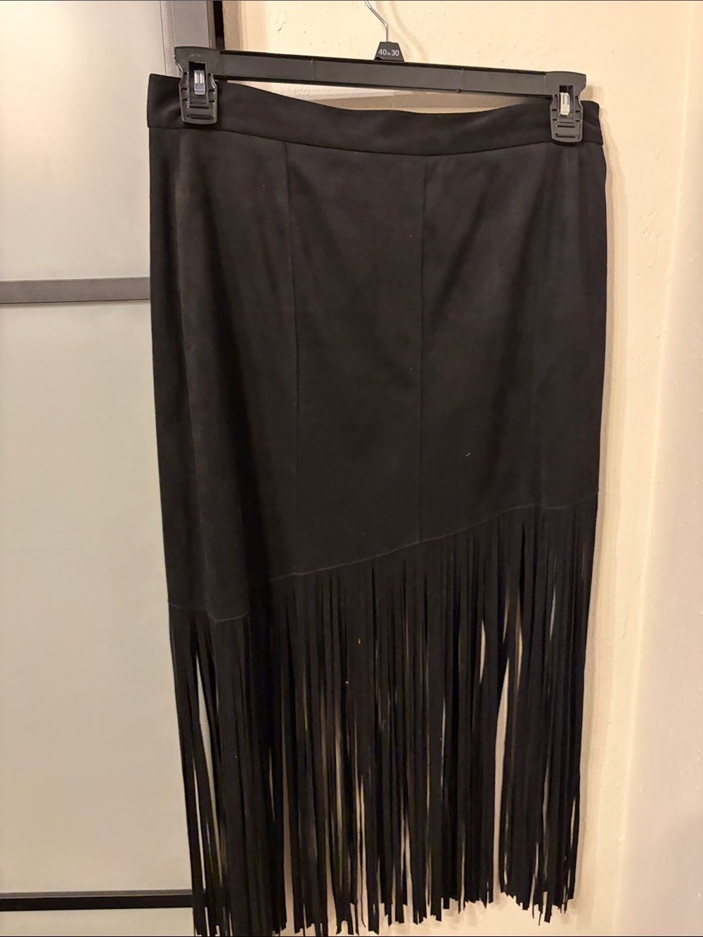 Zara Black Fringe Midi Skirt - Sleek Women's Skirt size large